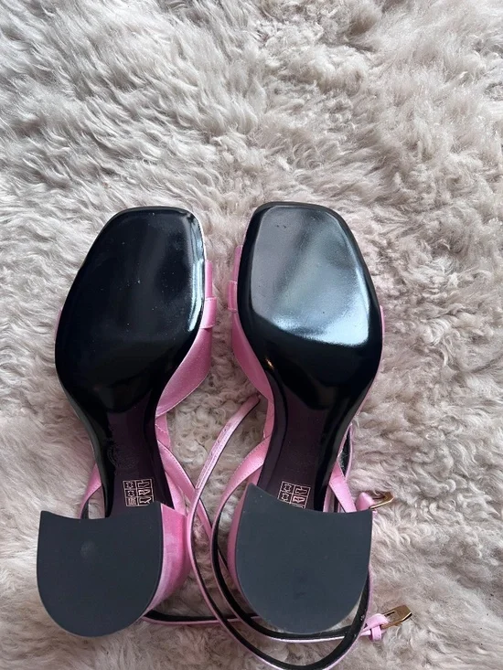 Versace Pink Satin Medusa Block Heel Sandals EU 38 / US 8 – Unworn - Picture 3 of 6